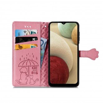 Rožinis atverčiamas dėklas "Šunys/Katės" telefonui Samsung Galaxy A35 5G