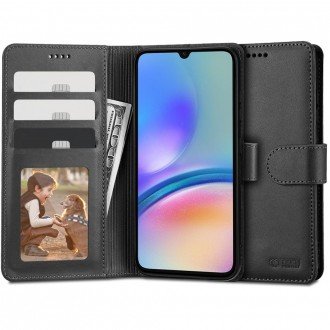 Juodas atverčiamas dėklas "Tech-Protect Wallet" telefonui Samsung Galaxy A05S